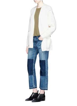 Figure View - Click To Enlarge - RAG & BONE - 'Marilyn' letout cuff patch cropped jeans