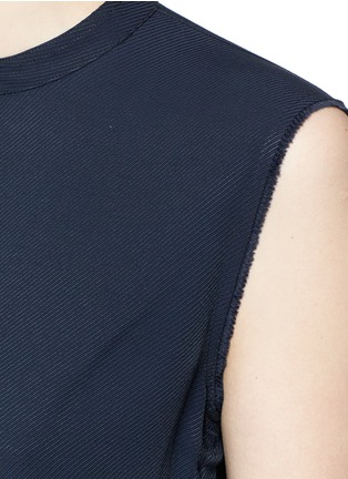 Detail View - Click To Enlarge - HELMUT LANG - Ruched stripe dobby sleeveless top
