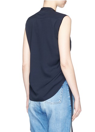 Back View - Click To Enlarge - HELMUT LANG - Ruched stripe dobby sleeveless top