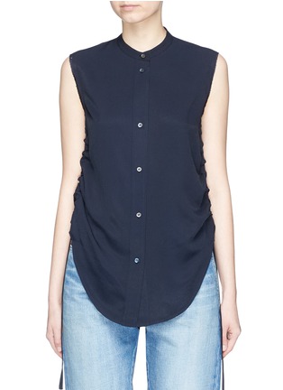 Main View - Click To Enlarge - HELMUT LANG - Ruched stripe dobby sleeveless top