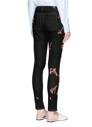 Back View - Click To Enlarge - ALICE & OLIVIA - 'Jane' bird and floral embroidered skinny jeans