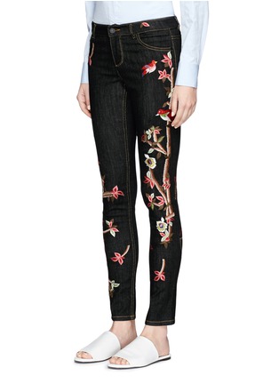 Front View - Click To Enlarge - ALICE & OLIVIA - 'Jane' bird and floral embroidered skinny jeans