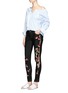 Figure View - Click To Enlarge - ALICE & OLIVIA - 'Jane' bird and floral embroidered skinny jeans