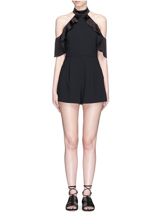 Main View - Click To Enlarge - ALICE & OLIVIA - 'Roseline' ruffled cold shoulder rompers