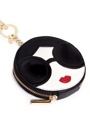 Detail View - Click To Enlarge - ALICE & OLIVIA - 'Stace Face' circular leather coin pouch keyring