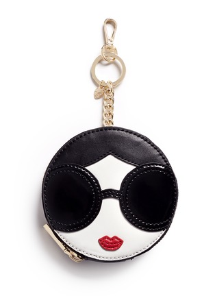 Main View - Click To Enlarge - ALICE & OLIVIA - 'Stace Face' circular leather coin pouch keyring