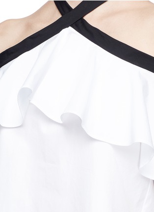 Detail View - Click To Enlarge - ALICE & OLIVIA - 'Alyssa' ruffle off-shoulder halterneck poplin blouse