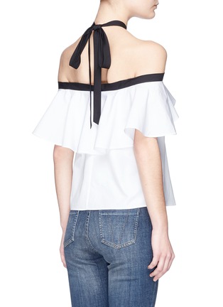 Back View - Click To Enlarge - ALICE & OLIVIA - 'Alyssa' ruffle off-shoulder halterneck poplin blouse