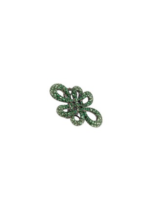 Figure View - Click To Enlarge - SAMUEL KUNG - Diamond garnet swirl stud detachable jade link drop earrings
