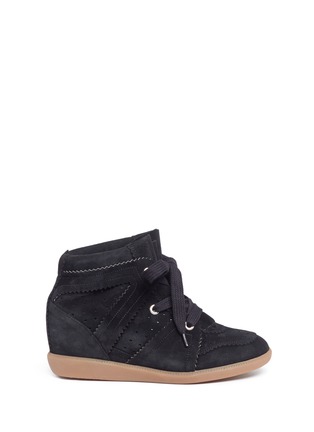 Main View - Click To Enlarge - ISABEL MARANT ÉTOILE - 'Bobby' perforated suede concealed wedge sneakers