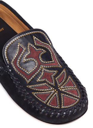 Detail View - Click To Enlarge - ISABEL MARANT ÉTOILE - 'Finha' embroidered whipstitch suede moccasin loafers