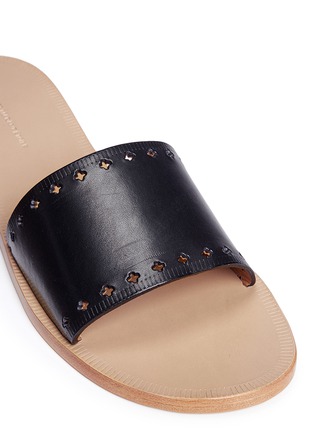 Detail View - Click To Enlarge - ISABEL MARANT ÉTOILE - 'Jiany Malick' cross cutout leather slide sandals