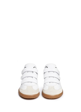 Front View - Click To Enlarge - ISABEL MARANT ÉTOILE - 'Beth' zigzag edge suede panel leather sneakers