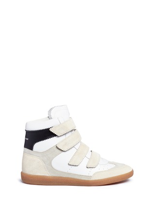 Main View - Click To Enlarge - ISABEL MARANT ÉTOILE - 'Bilsy' colourblock suede and leather wedge sneakers