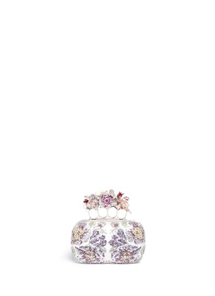 Detail View - Click To Enlarge - ALEXANDER MCQUEEN - Poppy embellished satin floral knuckle clutch