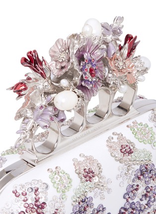  - ALEXANDER MCQUEEN - Poppy embellished satin floral knuckle clutch