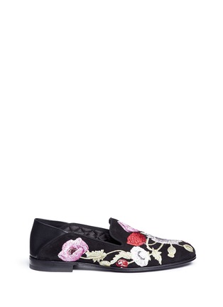 Main View - Click To Enlarge - ALEXANDER MCQUEEN - Floral embroidered suede step-in loafers