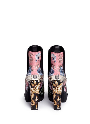 Back View - Click To Enlarge - ALEXANDER MCQUEEN - Embroidered floral print stud leather Chelsea boots