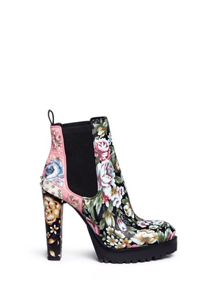 Main View - Click To Enlarge - ALEXANDER MCQUEEN - Embroidered floral print stud leather Chelsea boots
