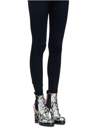 Figure View - Click To Enlarge - ALEXANDER MCQUEEN - Embroidered floral print stud leather Chelsea boots