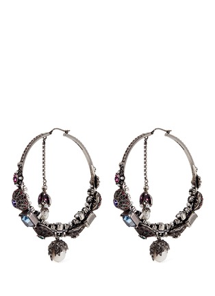 Main View - Click To Enlarge - ALEXANDER MCQUEEN - Swarovski crystal natural pearl creole earrings