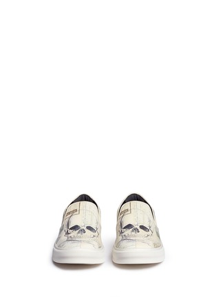 Front View - Click To Enlarge - ALEXANDER MCQUEEN - 'Letters from India' print leather slip-ons