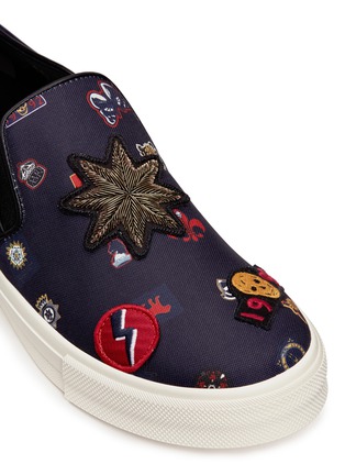 Detail View - Click To Enlarge - ALEXANDER MCQUEEN - Mixed appliqué canvas slip-on sneakers
