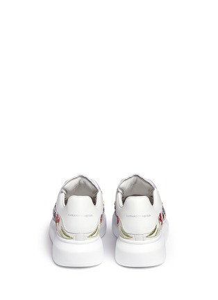 Back View - Click To Enlarge - ALEXANDER MCQUEEN - Floral sequin mesh embroidered leather sneakers