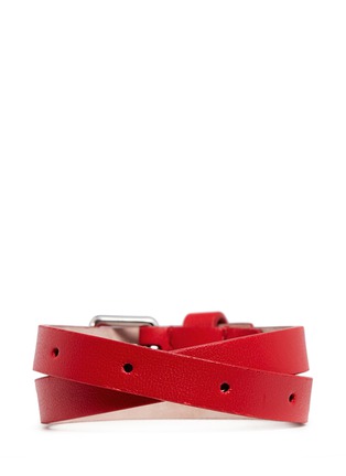 Figure View - Click To Enlarge - ALEXANDER MCQUEEN - Skull charm double wrap leather bracelet
