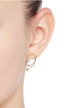 Figure View - Click To Enlarge - XIAO WANG - 'Gravity' diamond 14k yellow gold mismatched earrings