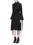 Figure View - Click To Enlarge - ELLERY - 'Inez' pussybow ruched crepe shirt dress