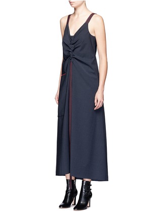 Figure View - Click To Enlarge - ELLERY - Binding Rouche' topstitched virgin wool blend dress