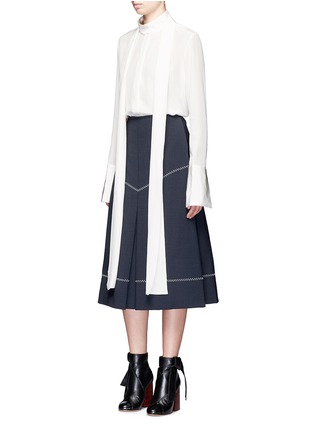 Figure View - Click To Enlarge - ELLERY - 'Veelee' zigzag virgin wool blend A-line skirt