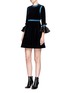 Figure View - Click To Enlarge - ROKSANDA - 'Neruda' ruffled organdy cuff satin trim velvet dress