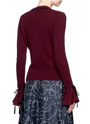 Back View - Click To Enlarge - ROKSANDA - 'Heanor' contrast velvet bow wool-cashmere sweater