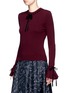 Front View - Click To Enlarge - ROKSANDA - 'Heanor' contrast velvet bow wool-cashmere sweater
