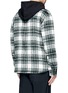 Back View - Click To Enlarge - THE WORLD IS YOUR OYSTER - Check plaid hooded fleece shirt jacket