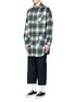 Front View - Click To Enlarge - THE WORLD IS YOUR OYSTER - Check plaid long fleece shirt