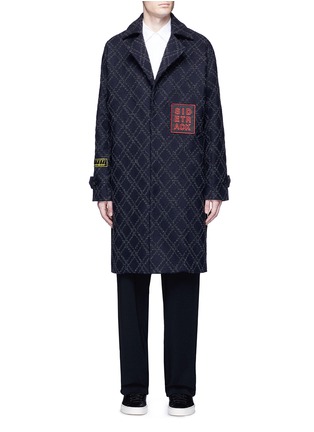 Main View - Click To Enlarge - THE WORLD IS YOUR OYSTER - Slogan patch diamond flock print coat