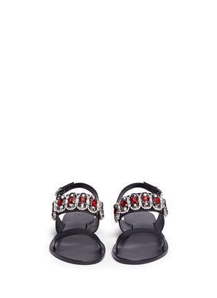 Front View - Click To Enlarge - PEDDER RED - 'Andrea' jewelled slingback leather sandals