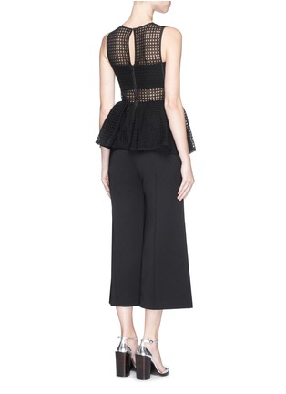 Back View - Click To Enlarge - SELF-PORTRAIT - Broderie anglaise peplum crepe culottes jumpsuit