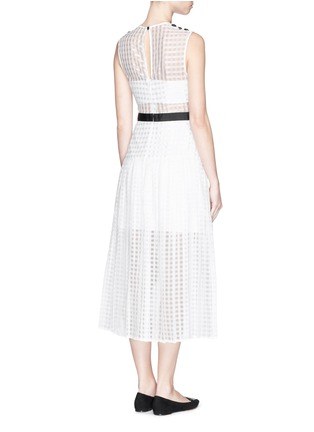 Back View - Click To Enlarge - SELF-PORTRAIT - Gingham voile pleat midi dress