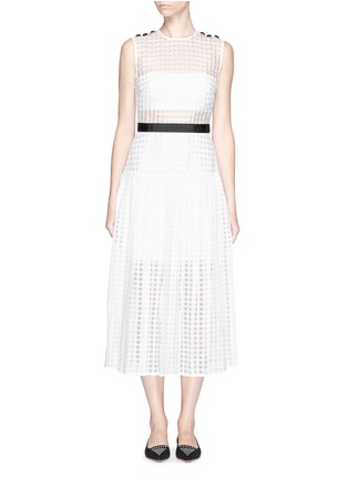 Main View - Click To Enlarge - SELF-PORTRAIT - Gingham voile pleat midi dress