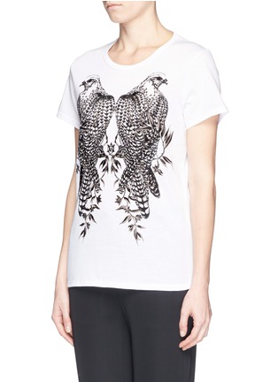 Front View - Click To Enlarge - ALEXANDER MCQUEEN - Eagle embroidery cotton T-shirt