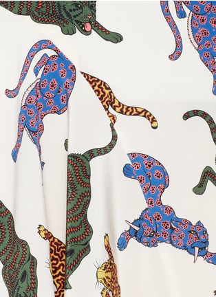 Detail View - Click To Enlarge - STELLA MCCARTNEY - Wild cat print silk ruffle skirt