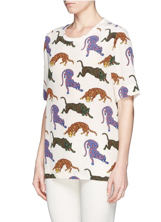 Front View - Click To Enlarge - STELLA MCCARTNEY - Wild cat print silk top