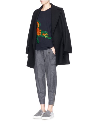 Figure View - Click To Enlarge - STELLA MCCARTNEY - Tiger embroidery cotton T-shirt