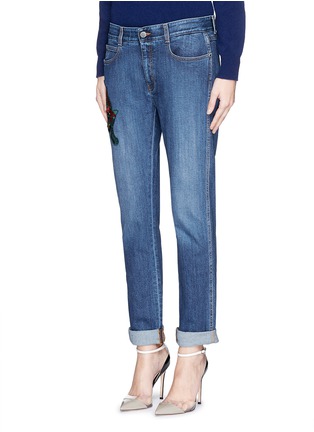 Front View - Click To Enlarge - STELLA MCCARTNEY - Tiger embroidery slim boyfriend jeans