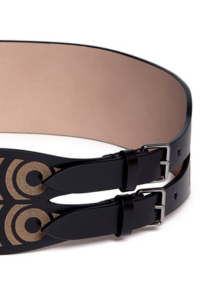 Detail View - Click To Enlarge - ALAÏA - 'Art Deco' crop circle leather belt