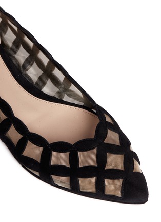Detail View - Click To Enlarge - GIANVITO ROSSI - Cutout suede mesh flats